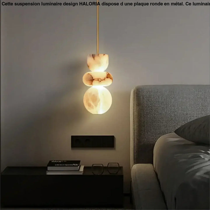 Suspension luminaire en verre effet marbre blanc design élégant