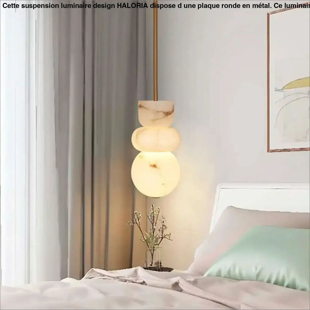 Suspension luminaire en verre effet marbre blanc design élégant