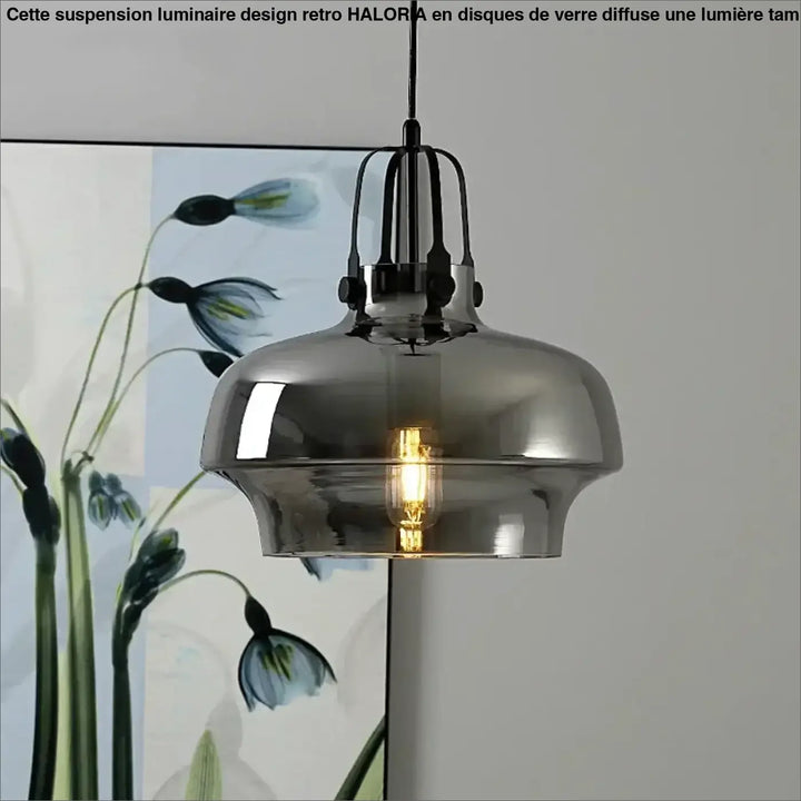 Suspension luminaire moderne en verre et métal doré