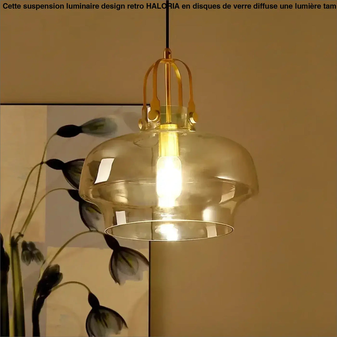Suspension luminaire moderne en verre et métal doré