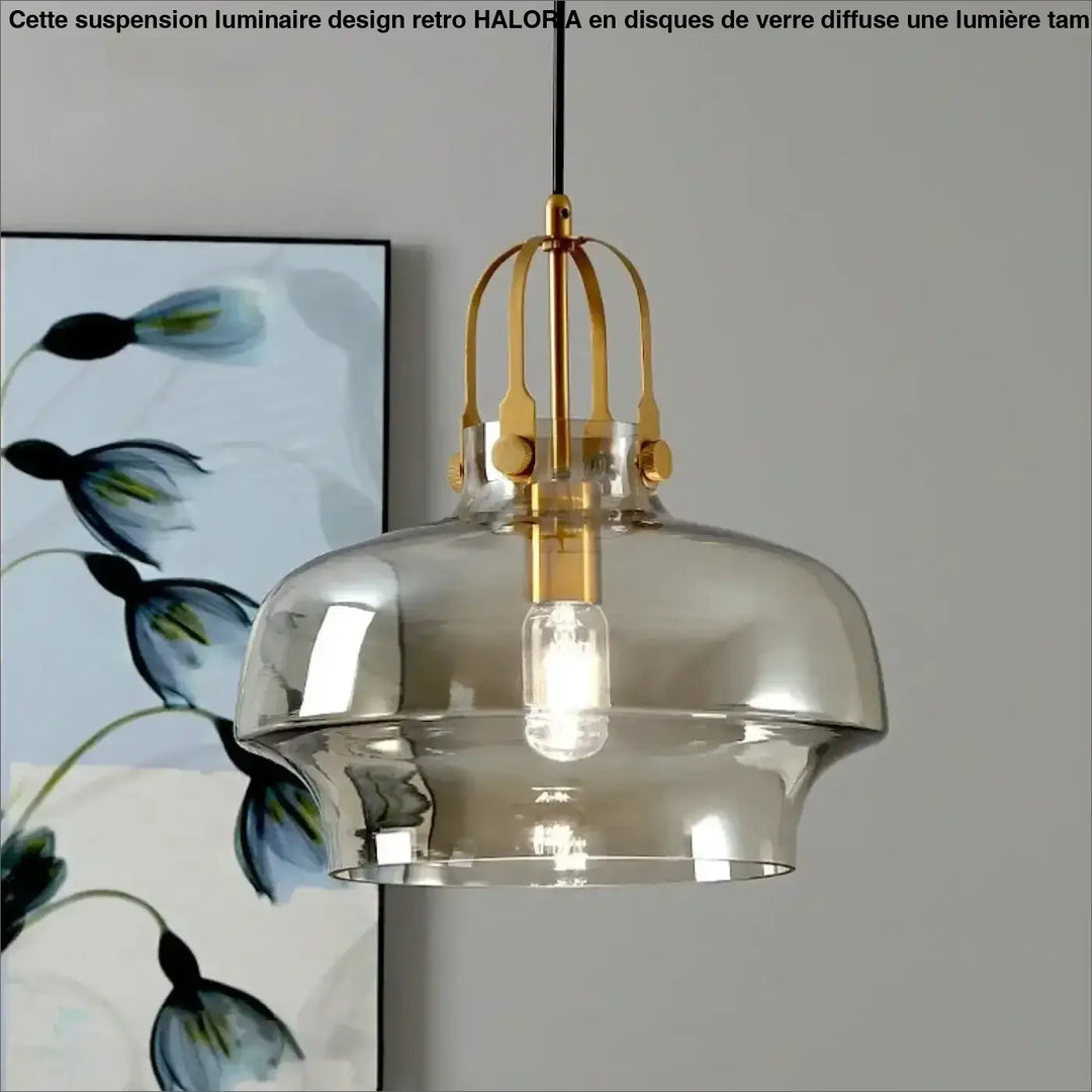 Suspension luminaire moderne en verre et métal doré