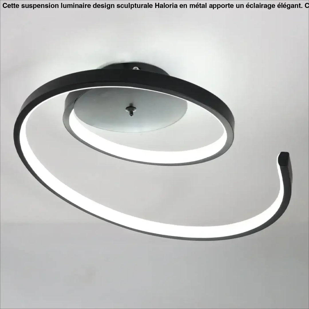 Luminaire design sculpturale en metal moderne suspension luminaire design noir circulaire avec éclairage led blanc élégant