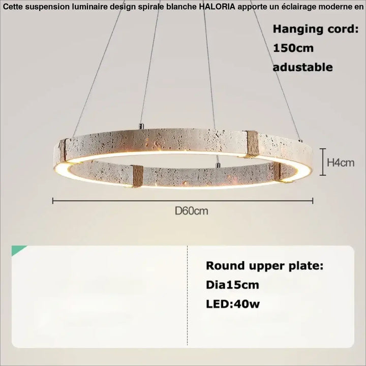 Suspension design circulaire led style travertin elegance
