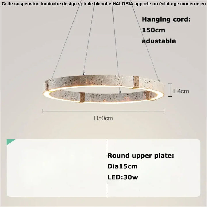 Suspension design circulaire led style travertin elegance