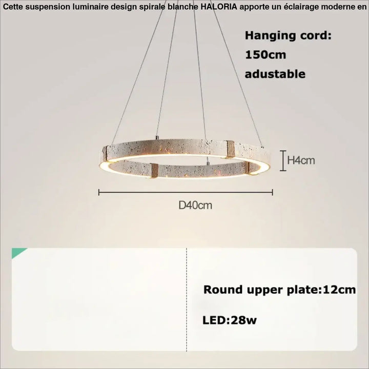 Suspension design circulaire led style travertin elegance
