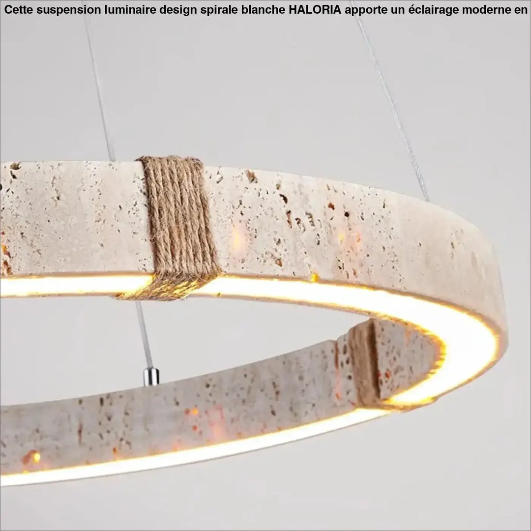 Suspension design circulaire led style travertin elegance