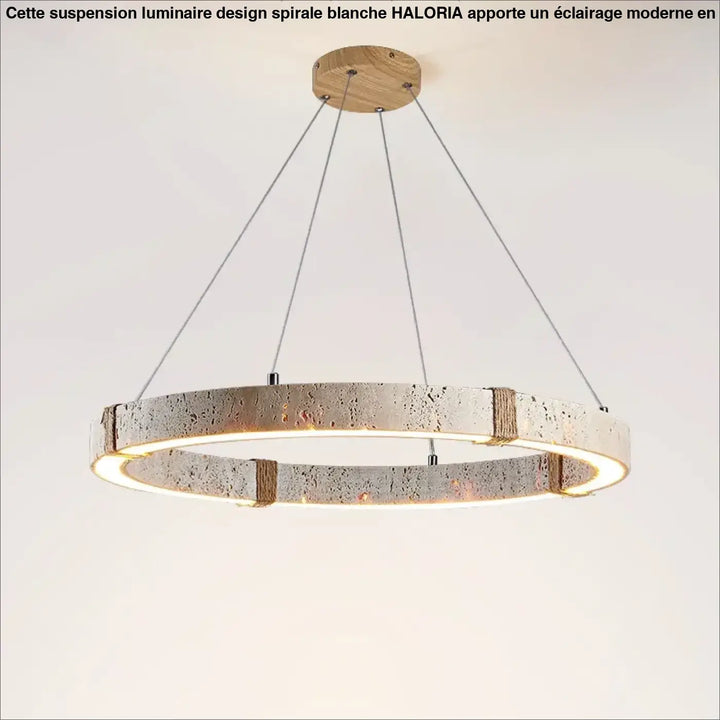 Suspension design circulaire led style travertin elegance