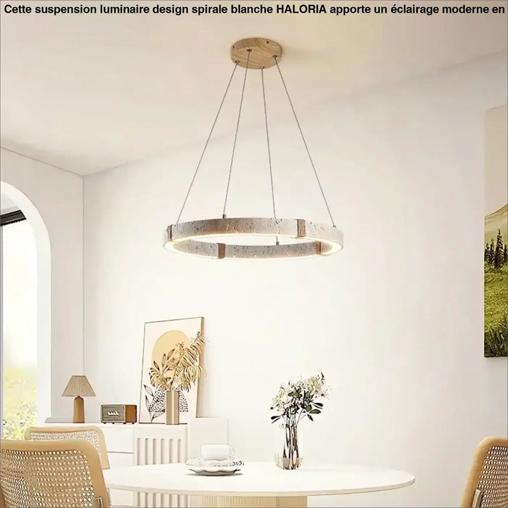 Suspension design circulaire led style travertin elegance