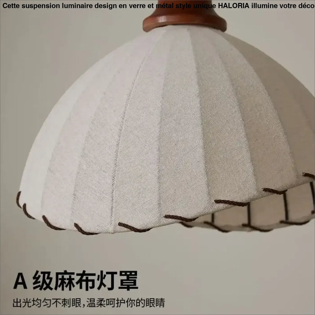 Suspension luminaire en tissu blanc vintage à allure chic