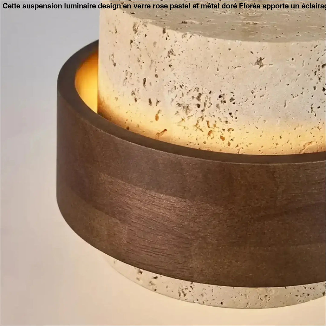 Suspension luminaire moderne en bois et pierre naturelle design