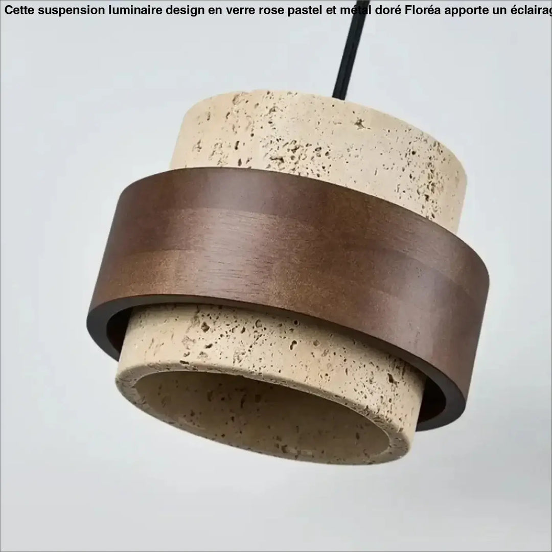 Suspension luminaire moderne en bois et pierre naturelle design