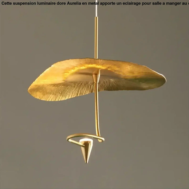 Suspension luminaire doré au design original pour salle à manger

