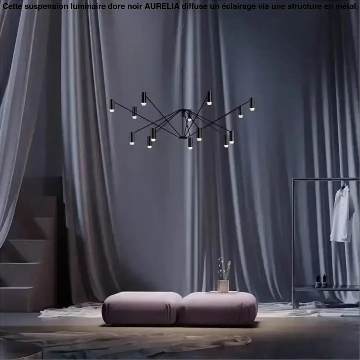 Suspension moderne noire multibras avec spots orientés design