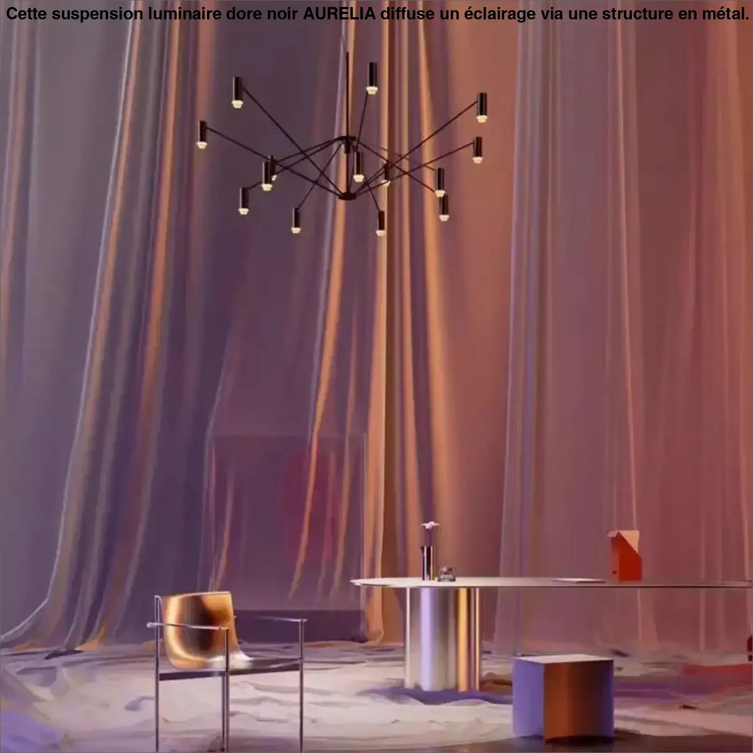 Suspension moderne noire multibras avec spots orientés design
