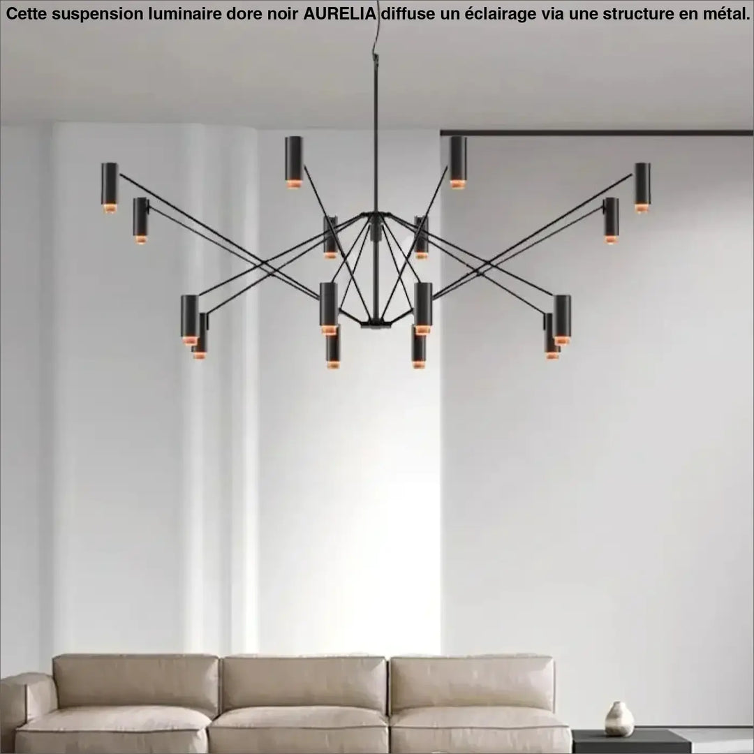 Suspension moderne noire multibras avec spots orientés design