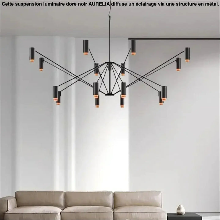 Suspension moderne noire multibras avec spots orientés design