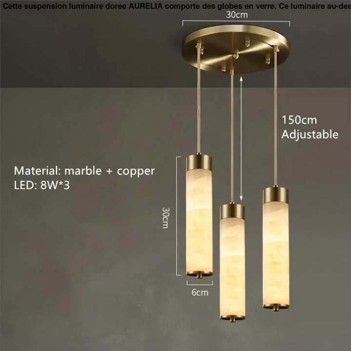 Suspension design moderne en marbre rétroéclairé élégant
