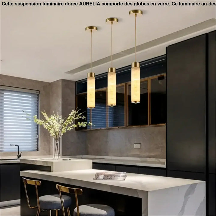 Suspension design moderne en marbre rétroéclairé élégant