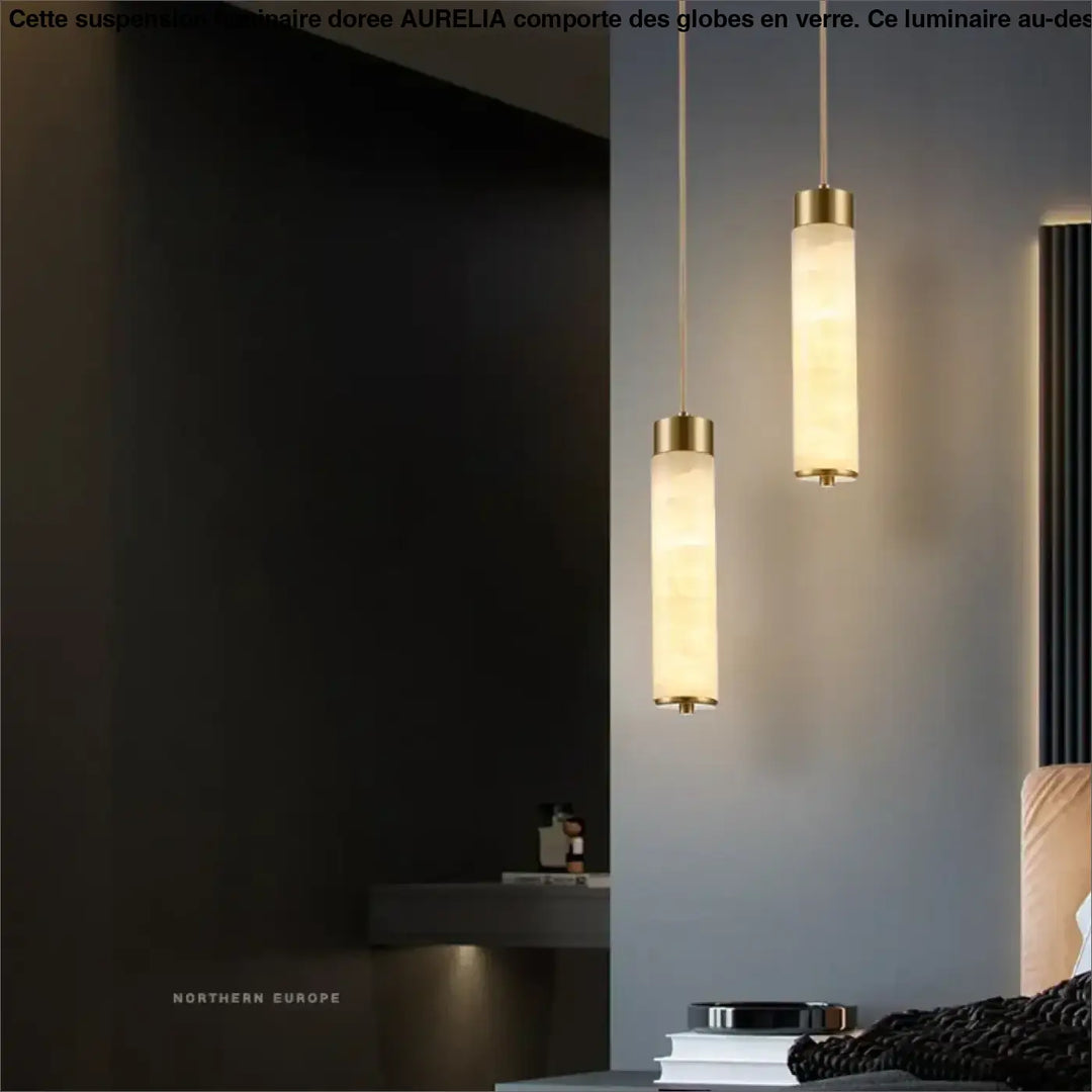 Suspension design moderne en marbre rétroéclairé élégant