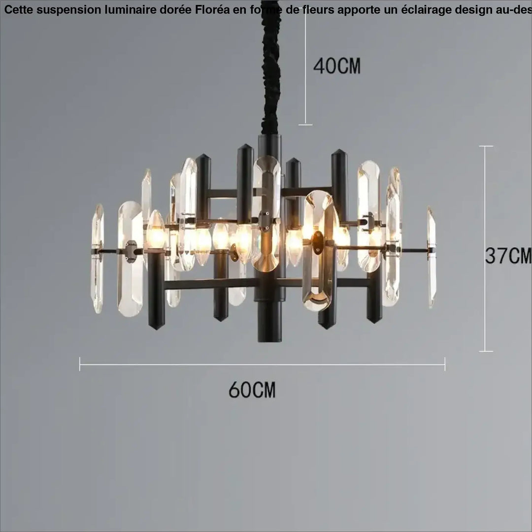 Suspension luminaire doré noir avec design élégant
