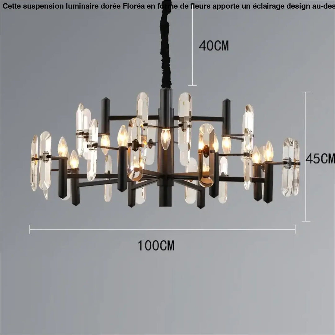 Suspension luminaire doré noir avec design élégant