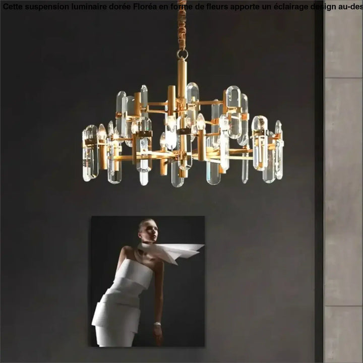 Suspension luminaire doré noir avec design élégant