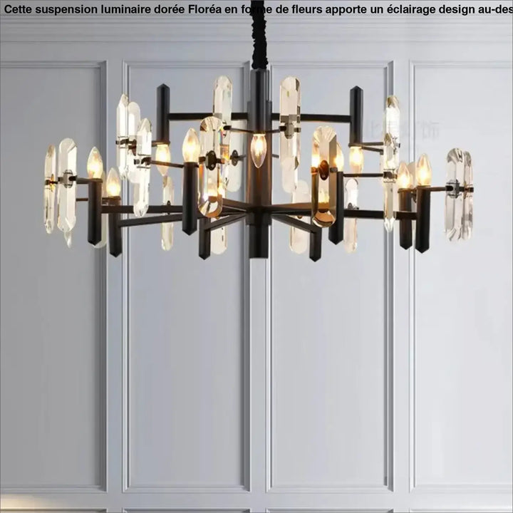 Suspension luminaire doré noir avec design élégant
