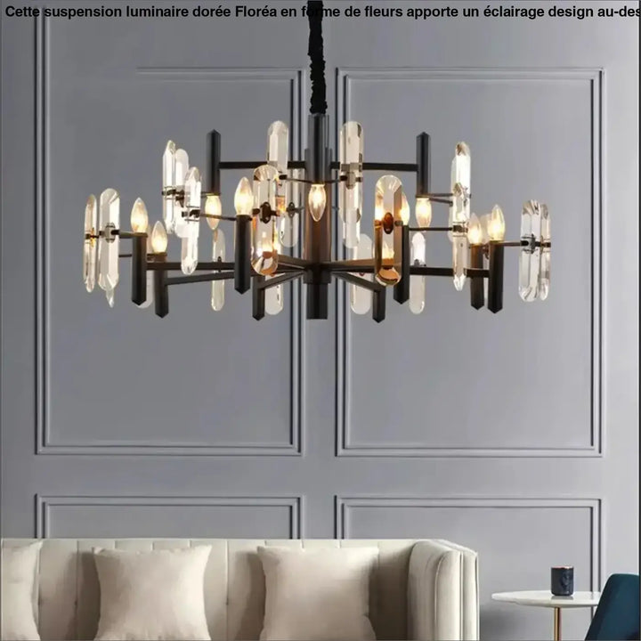 Suspension luminaire doré noir avec design élégant