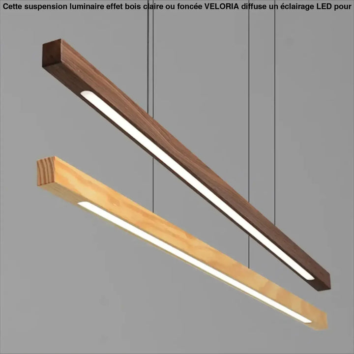 Suspension Luminaire Effet Bois Claire Ou Foncé À LED Câbles Réglables