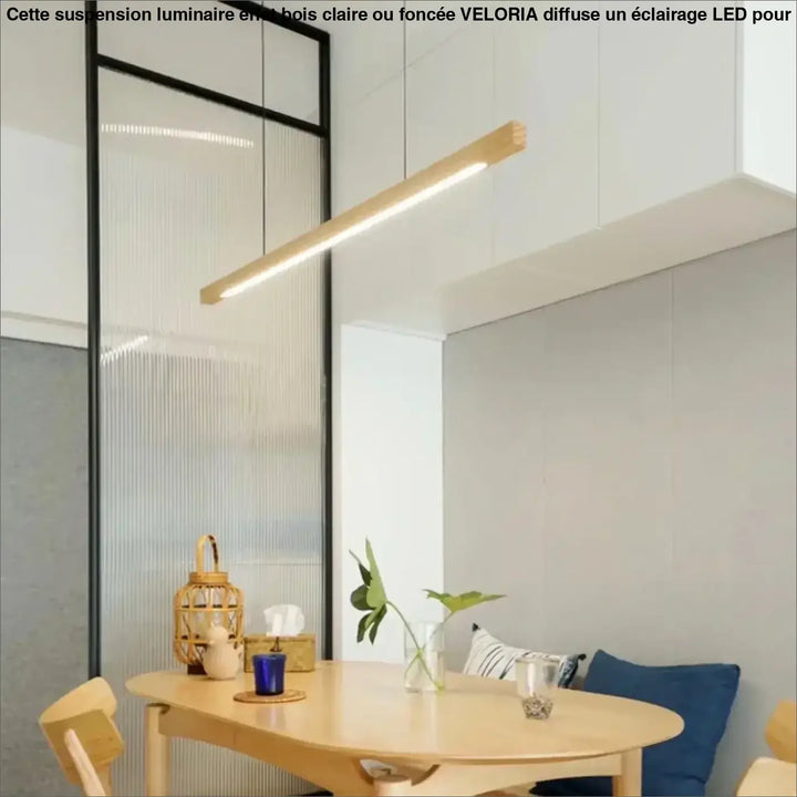 Suspension Luminaire Effet Bois Claire Ou Foncé À LED Câbles Réglables