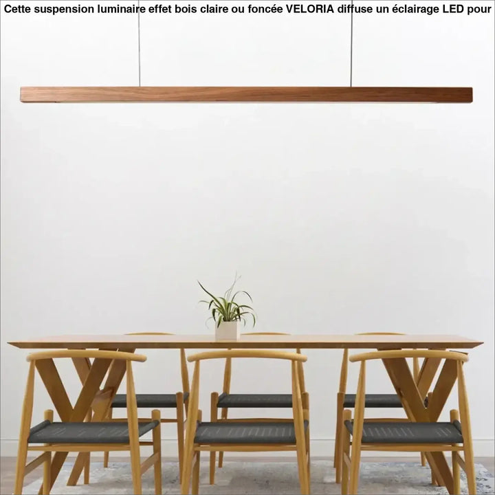 Suspension Luminaire Effet Bois Claire Ou Foncé À LED Câbles Réglables