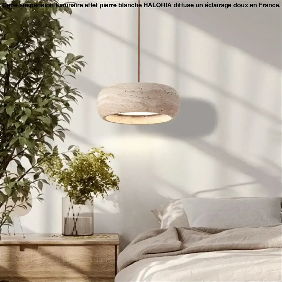 Suspension Luminaire Effet Pierre Blanche Pour Chambre Moderne