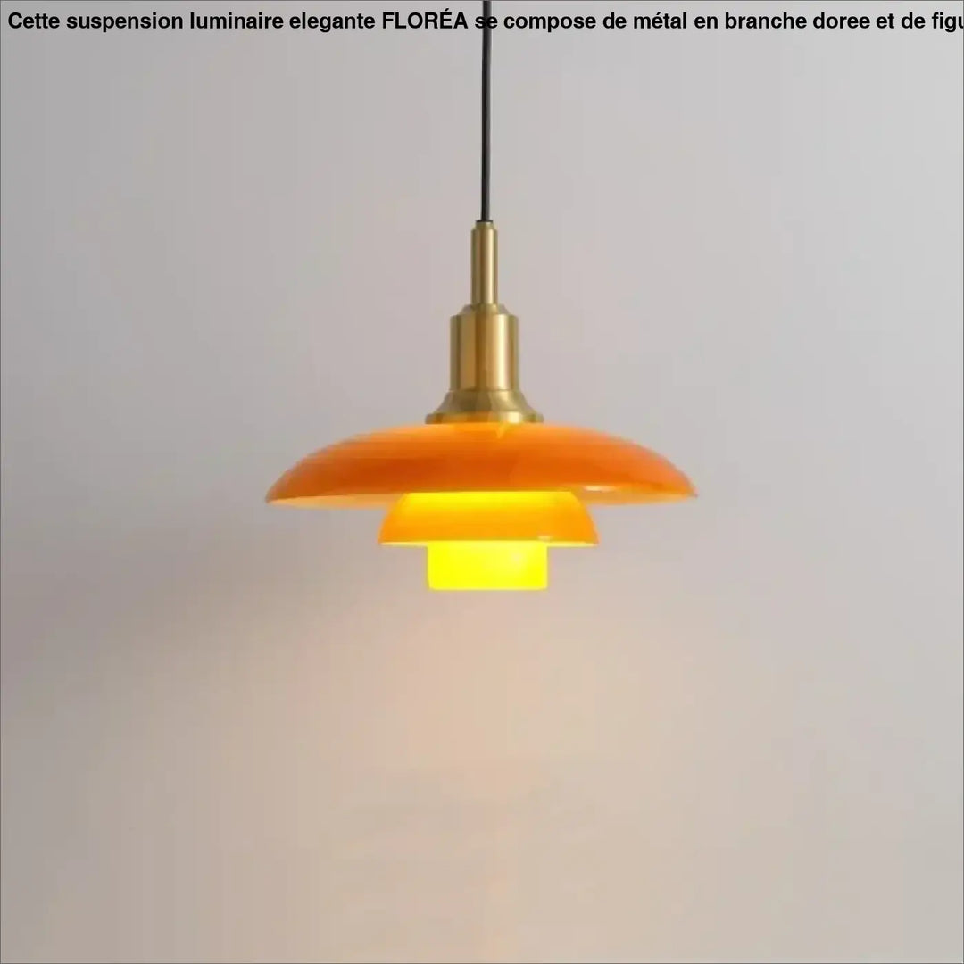 Suspension luminaire noida orange avec verre opalin et ferrures en laiton dans style danois élégant