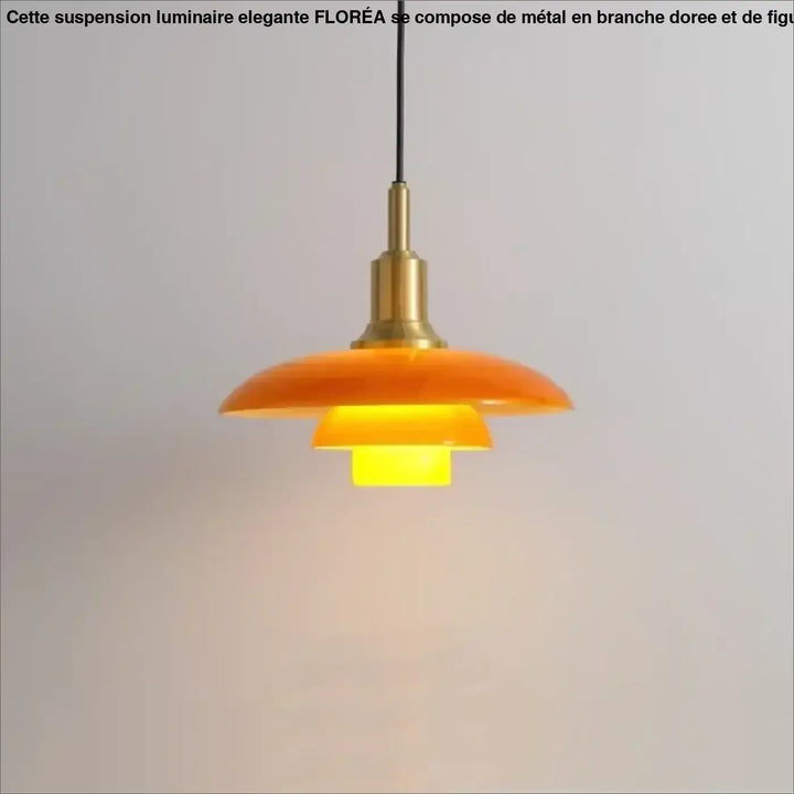 Suspension luminaire noida orange avec verre opalin et ferrures en laiton dans style danois élégant