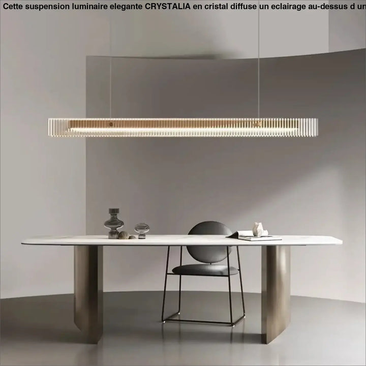 Suspension led linéaire élégante en verre acrylique doré zen