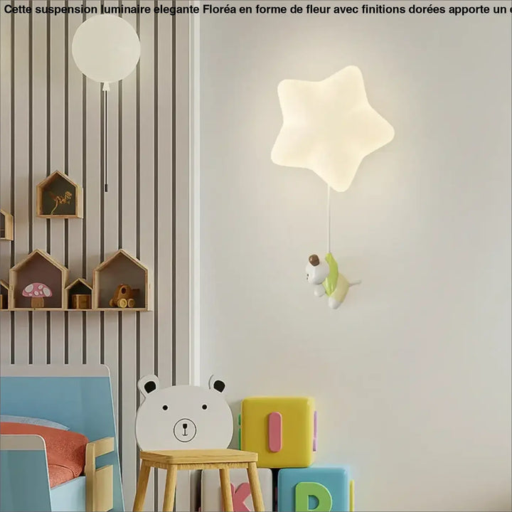 Applique murale blanche en forme detoile douce avec charme chien en peluche pour chambre denfant cartoon children’s room wall