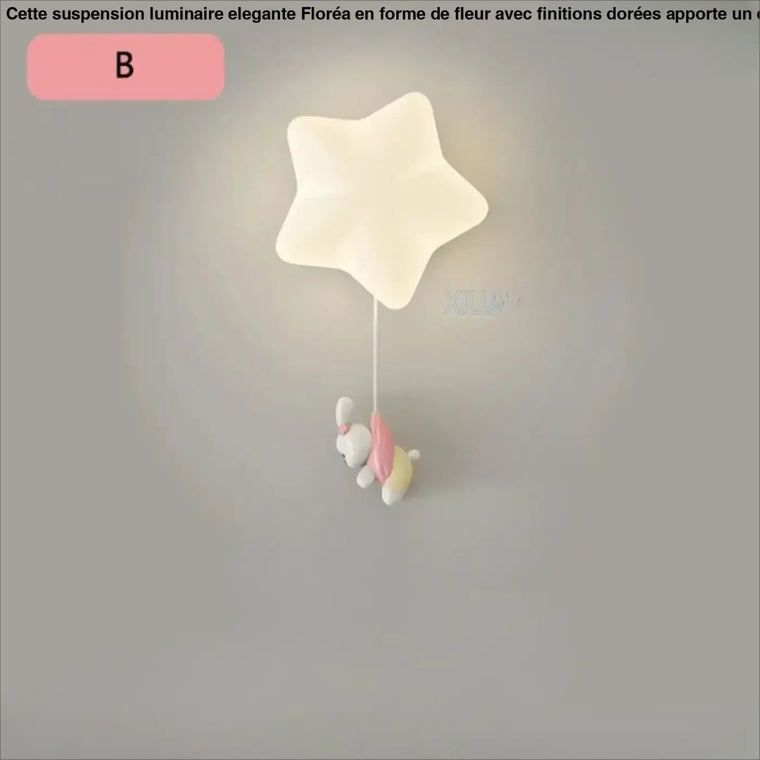 Applique murale staria en forme d etoile pastel avec un charme lapin suspendu pour chambre denfants cartoon