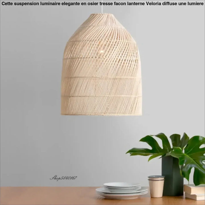 Suspension luminaire élégante en osier tressé façon lanterne

