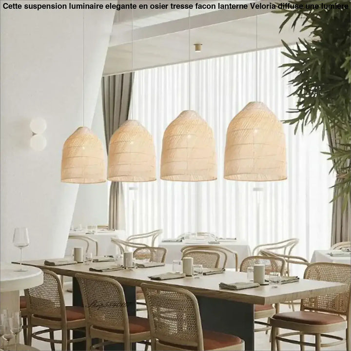 Suspension luminaire élégante en osier tressé façon lanterne

