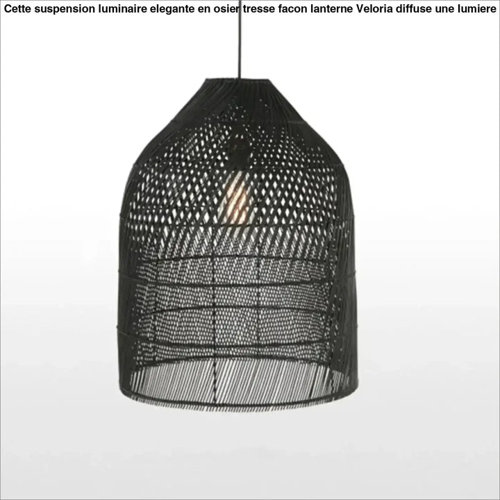 Suspension luminaire élégante en osier tressé façon lanterne

