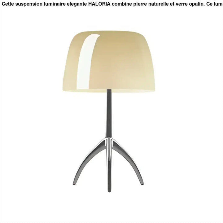 Lampe de table lakko avec abat-jour crème brillant sur pied trépied chrome élégant