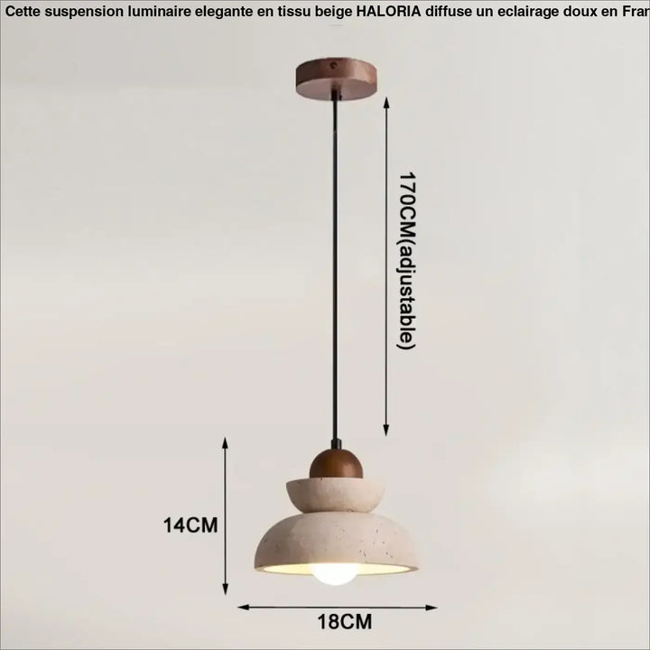 Suspension bois et pierre design épuré beige marron