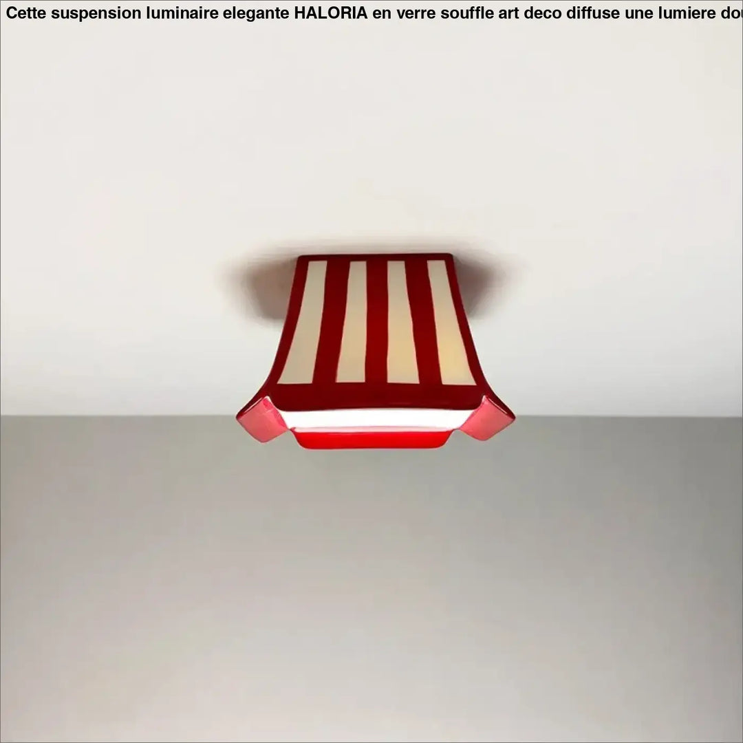 Plafonnier enfant rouge stripe avec design moderne angulaire en rayures rouges et crème pour décoration intérieure