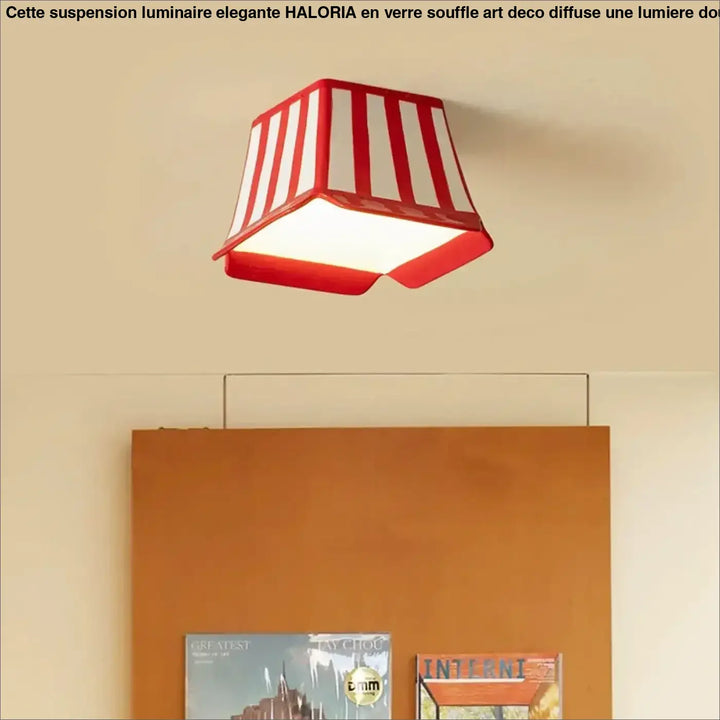 Plafonnier enfant rouge rayé blanc style canne à sucre pour décoration intérieure ludique et moderne