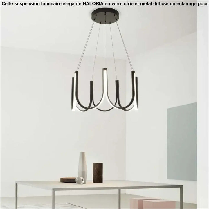 Suspension LED design moderne noire bras lumineux minimalistes