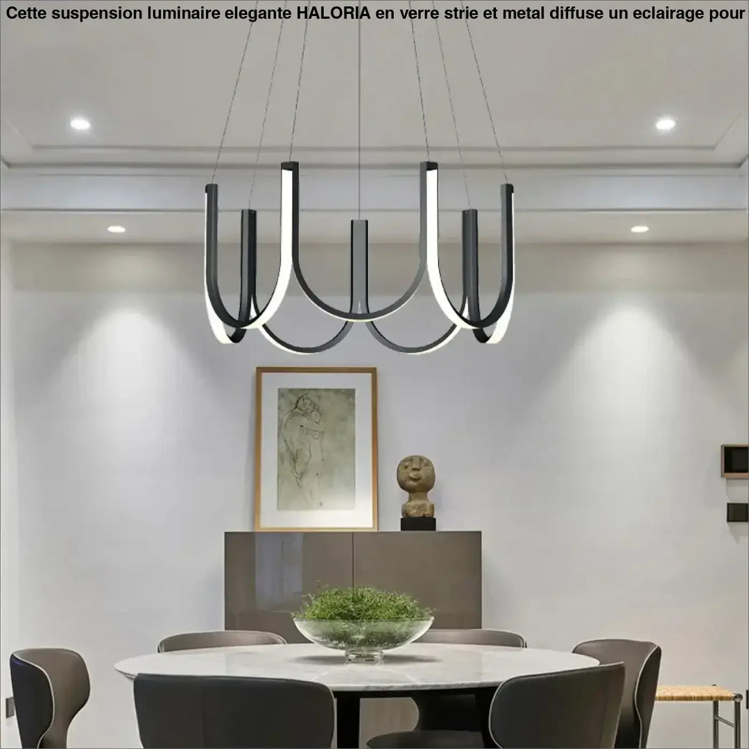 Suspension LED design moderne noire bras lumineux minimalistes