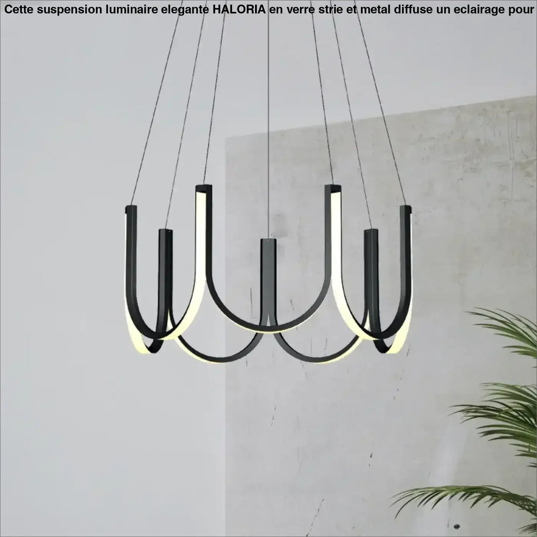 Suspension LED design moderne noire bras lumineux minimalistes