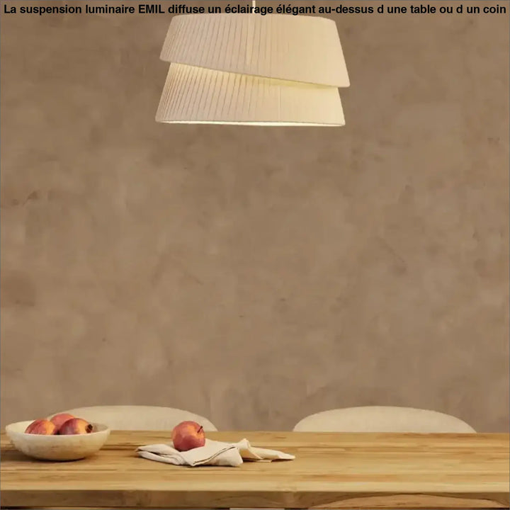 Suspension luminaire élégante en tissu beige pour salon moderne