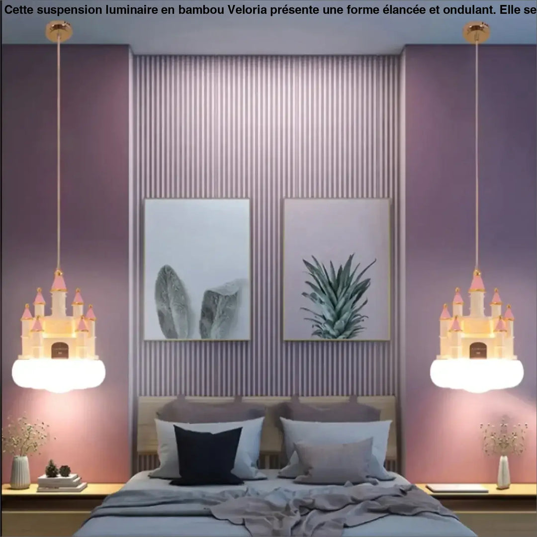 Minimalist New Pendant Light Girls Creative Pink Castle Clouds Small Chandelier Children’s Room Bedside Bedroom LED