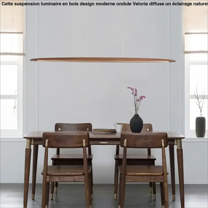 Suspension luminaire bois minimaliste longue et élégante